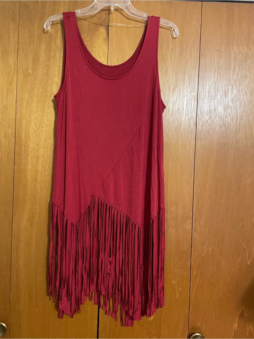 Women’s Sleeveless Fringe Tank Top - Red